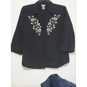 A Fashion Bug Plus Sized Women's Top Embroidered Western Cottage Core 22/24W